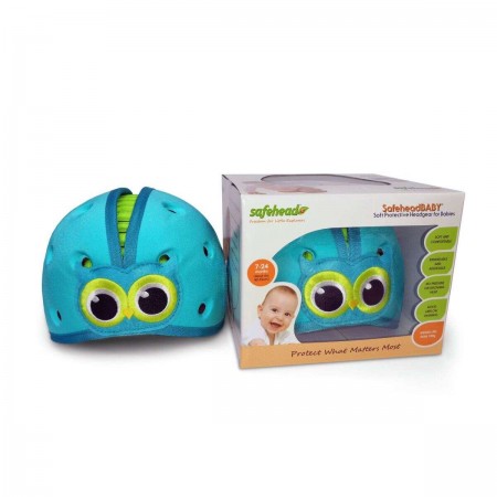 Casca protectie bebelusi cu spuma flexibila, ultrausoara, reglabila, 7-24 luni, albastra, SafeHead Baby Owl, SHB002