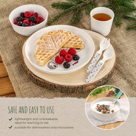 Set 5 piese vesela pentru mancarea copiilor, din materiale naturale, fara BPA, fara melamina, lavabile in masina de spalat vase, Reer Growing 22020 Set 5 piese vesela pentru mancarea copiilor, din materiale naturale, fara BPA, fara melamina, lavabile in masina de spalat vase, Reer Growing 22020