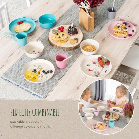 Set 5 piese vesela pentru mancarea copiilor, din materiale naturale, fara BPA, fara melamina, lavabile in masina de spalat vase, Reer Growing 22020 Set 5 piese vesela pentru mancarea copiilor, din materiale naturale, fara BPA, fara melamina, lavabile in masina de spalat vase, Reer Growing 22020