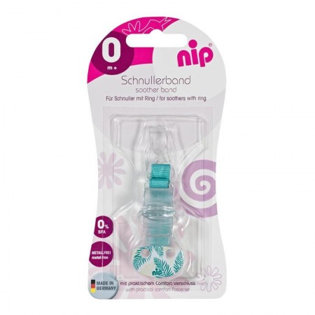 Lant cu carlig de prindere pentru suzete, banda textila, 0+ luni, nip 38375, albastru Lant cu carlig de prindere pentru suzete, banda textila, 0+ luni, nip 38375, albastru