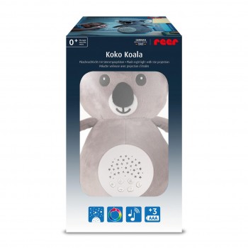 Jucarie din plus Koko Koala, lampa de veghe si proiector de stele cu muzica, senzor inteligent de plans, 0+ luni, Reer 52431