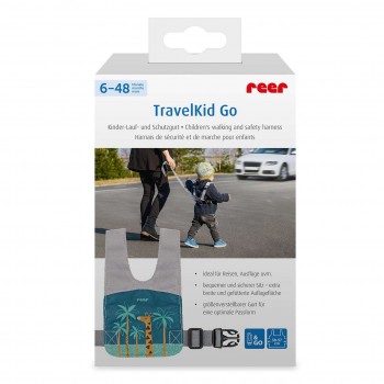 Ham de siguranta si mers pentru bebelusi, reglabil, cu frau de ghidare detasabil, Reer Travelkid Go 53132