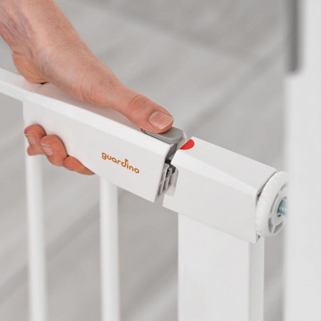 Poarta de siguranta pentru copii, 75-81 cm, extensibila, montare prin presiune, fara gaurire, metal, alb, Guardino 700010 Poarta de siguranta pentru copii, 75-81 cm, extensibila, montare prin presiune, fara gaurire, metal, alb, Guardino 700010