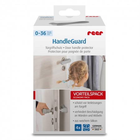 Set 4 protectii clanta usa, din silicon, acoperire completa, Reer HandleGuard 70091