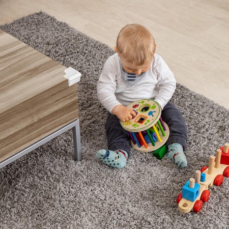Set 4 protectii de colturi din spuma poliuretan, cu banda adeziva 3M, rezistenta la muscaturi, albe, Reer 82030