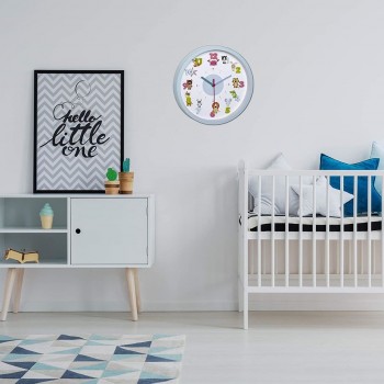 Ceas de perete pentru copii, silentios, cu animale si cifre 3D, TFA Little Animals 60.3051.14