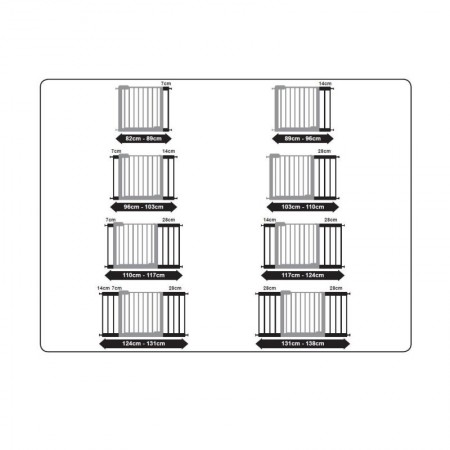 Poarta de siguranta Noma Easy Fit, presiune, 75-82 cm, metal alb, N93439