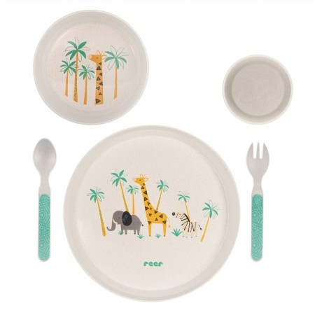 Set 5 piese vesela pentru mancarea copiilor, din materiale naturale, fara BPA, fara melamina, lavabile in masina de spalat vase, Reer Growing 22020 Set 5 piese vesela pentru mancarea copiilor, din materiale naturale, fara BPA, fara melamina, lavabile in masina de spalat vase, Reer Growing 22020