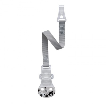 Lant cu carlig de prindere pentru suzete, banda textila, 0+ luni, nip 38373, gri Lant cu carlig de prindere pentru suzete, banda textila, 0+ luni, nip 38373, gri