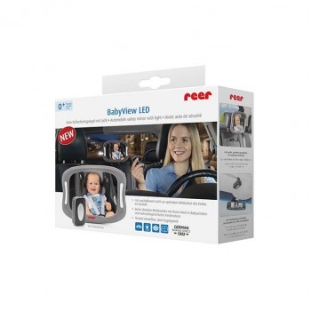 Oglinda de siguranta auto cu LED pentru monitorizare bebelusi, prindere pe tetiera, Reer BabyView 86101