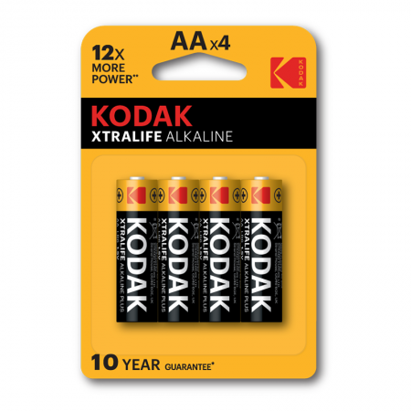 Baterii Alcaline R6 AA Kodak Xtralife, 1.5V, Set 4 Bucati