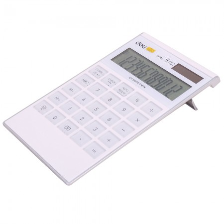 Calculator birou 12dig compact modern alb deli Calculator birou 12dig compact modern alb deli