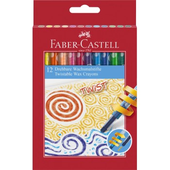 Creioane cerate retractabile 12 culori faber-castell
