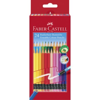 Creioane colorate 24 culori cu guma eco faber-castell
