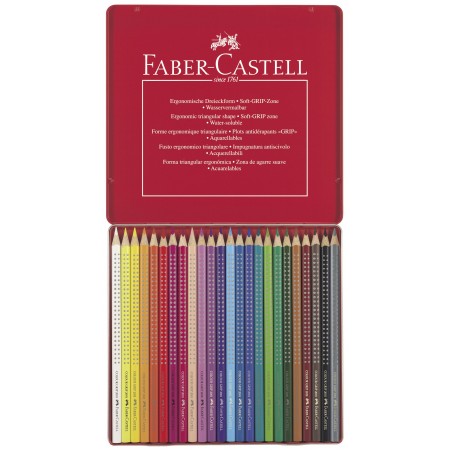 Creioane colorate 24 culori cutie metal grip 2001 faber-castell