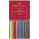 Creioane colorate 24 culori cutie metal grip 2001 faber-castell