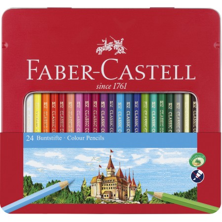 Creioane colorate 24 culori cutie metal-2 faber-castell