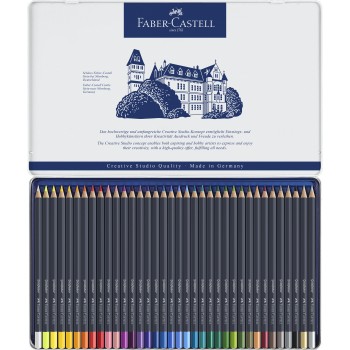 Creioane colorate 36 culori goldfaber cutie metal faber-castell