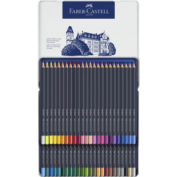 Creioane colorate 48 culori goldfaber cutie metal faber-castell