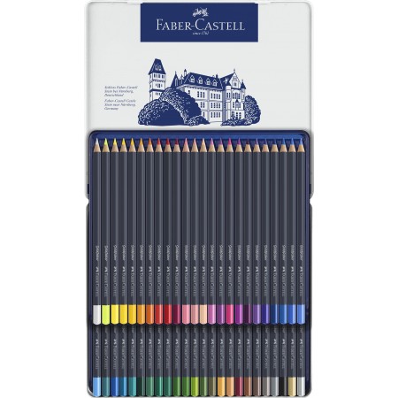 Creioane colorate 48 culori goldfaber cutie metal faber-castell