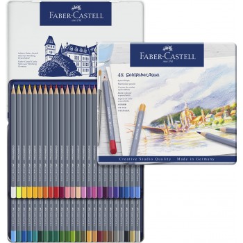 Creioane colorate aquarelle 48 culori goldfaber cut. metal faber