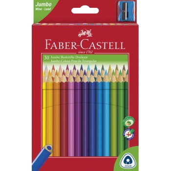 Creioane colorate jumbo 30 culori + ascutitoare faber-castell