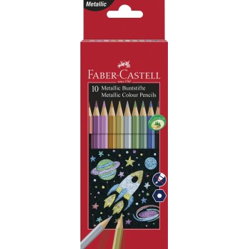 Creioane colorate metalizate 10 culori faber-castell