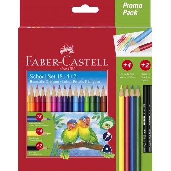 Creioane colorate triunghiulare 18+4+2 promo faber-castell