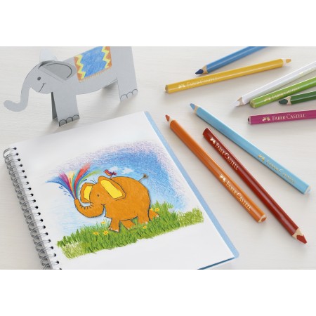 Creioane colorate triunghiulare jumbo 12 culori faber-castell