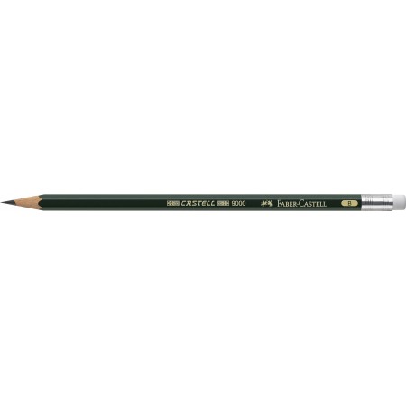 Creion grafit b cu guma castell 9000 faber-castell