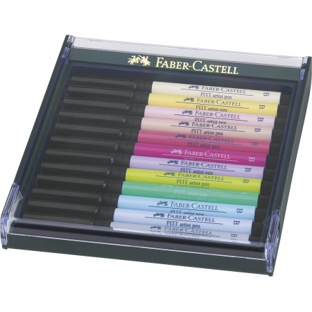 Cutie 12 culori pitt artist pen nuante pastel faber-castell