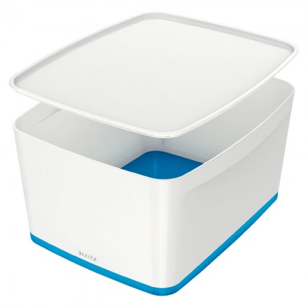 Cutie depozitare cu capac mare alb/albastru mybox leitz Cutie depozitare cu capac mare alb/albastru mybox leitz