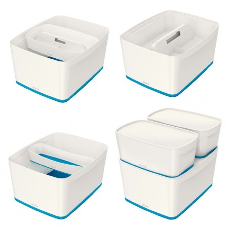 Cutie depozitare cu capac mare alb/albastru mybox leitz Cutie depozitare cu capac mare alb/albastru mybox leitz