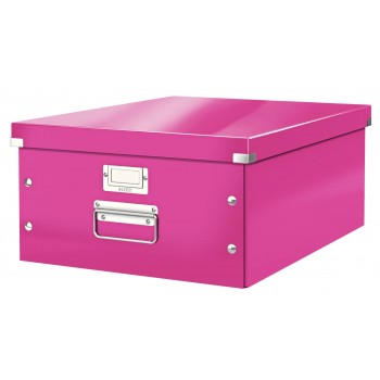 Cutie depozitare mare roz click&store leitz