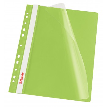 Dosar plastic cu sina si multiperforatii verde 10/set esselte