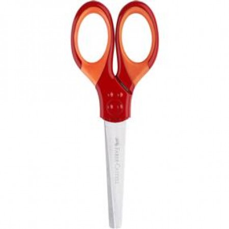 Foarfeca scolara cu protectie grip rosie faber-castell Foarfeca scolara cu protectie grip rosie faber-castell