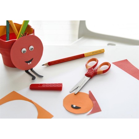 Foarfeca scolara cu protectie grip rosie faber-castell Foarfeca scolara cu protectie grip rosie faber-castell