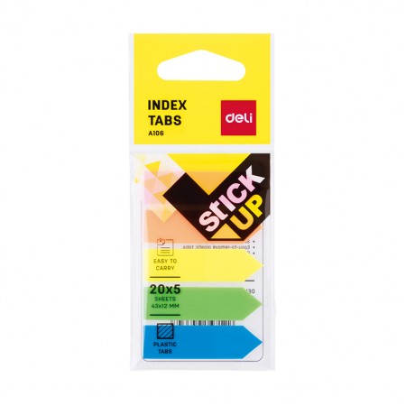 Index adeziv plastic sageata 12*43mm 5 culori 20 file deli