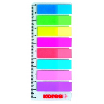 Index plastic 12*45mm 8 culori*15 file rigla kores