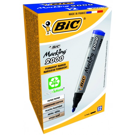 Marker permanent albastru varf rotund 2000 bic