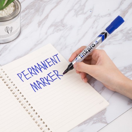 Marker permanent albastru varf rotund 2mm reincarcabil deli Marker permanent albastru varf rotund 2mm reincarcabil deli