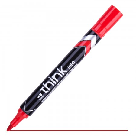 Marker permanent rosu varf rotund 1.5mm deli