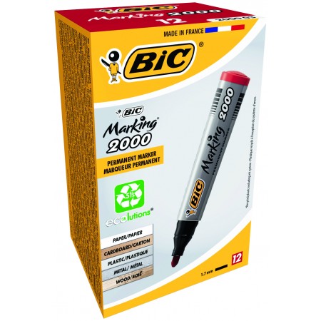Marker permanent rosu varf rotund 2000 bic