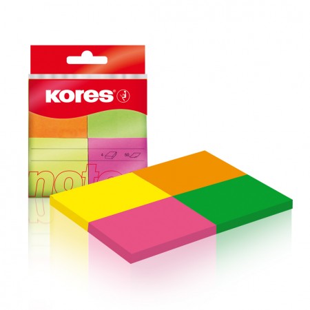 Notes adeziv 40*50mm 4 culori neon*50 file kores