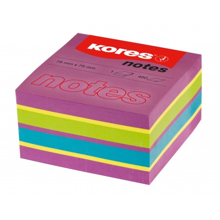 Notes adeziv 75*75mm neon mixt spring 450 file kores Notes adeziv 75*75mm neon mixt spring 450 file kores