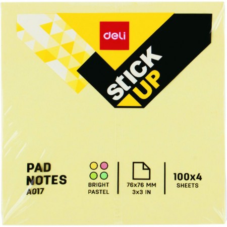 Notes adeziv 76*76mm 4 culori pastel 400 file deli