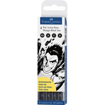 Pitt artist pen manga set 4 negru faber-castell