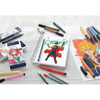 Pitt artist pen manga set 6 negru faber-castell