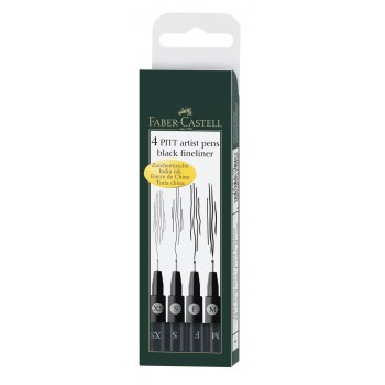 Pitt artist pen set 4 buc f,m,s,xs faber-castell