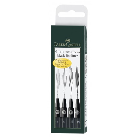 Pitt artist pen set 4 buc f,m,s,xs faber-castell